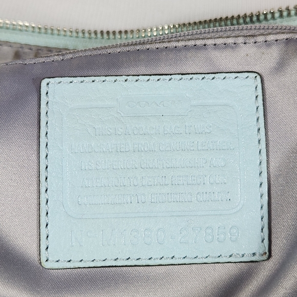 COACH Purse Blue Madison Cafe Carryall Sea Mist Shoulder Bag F27859 - Picture 12 of 16